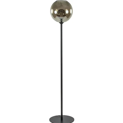 Vloerlamp zwart + smoke glas
