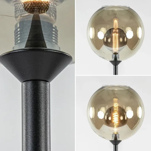 Vloerlamp zwart + smoke glas