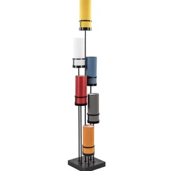 Vloerlamp zwart 6L multicolor rood