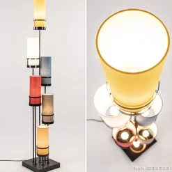 Vloerlamp zwart 6L multicolor rood