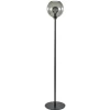Vloerlamp zwart met smoke glazen kap