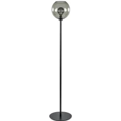 Vloerlamp zwart met smoke glazen kap