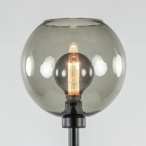 Vloerlamp zwart met smoke glazen kap