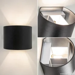 Wandlamp afgerond zwart/grijs stelklep g9