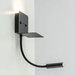 Wandlamp bed zwart flex + USB charger