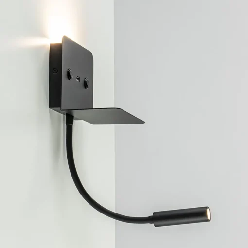 Wandlamp bed zwart flex + USB charger