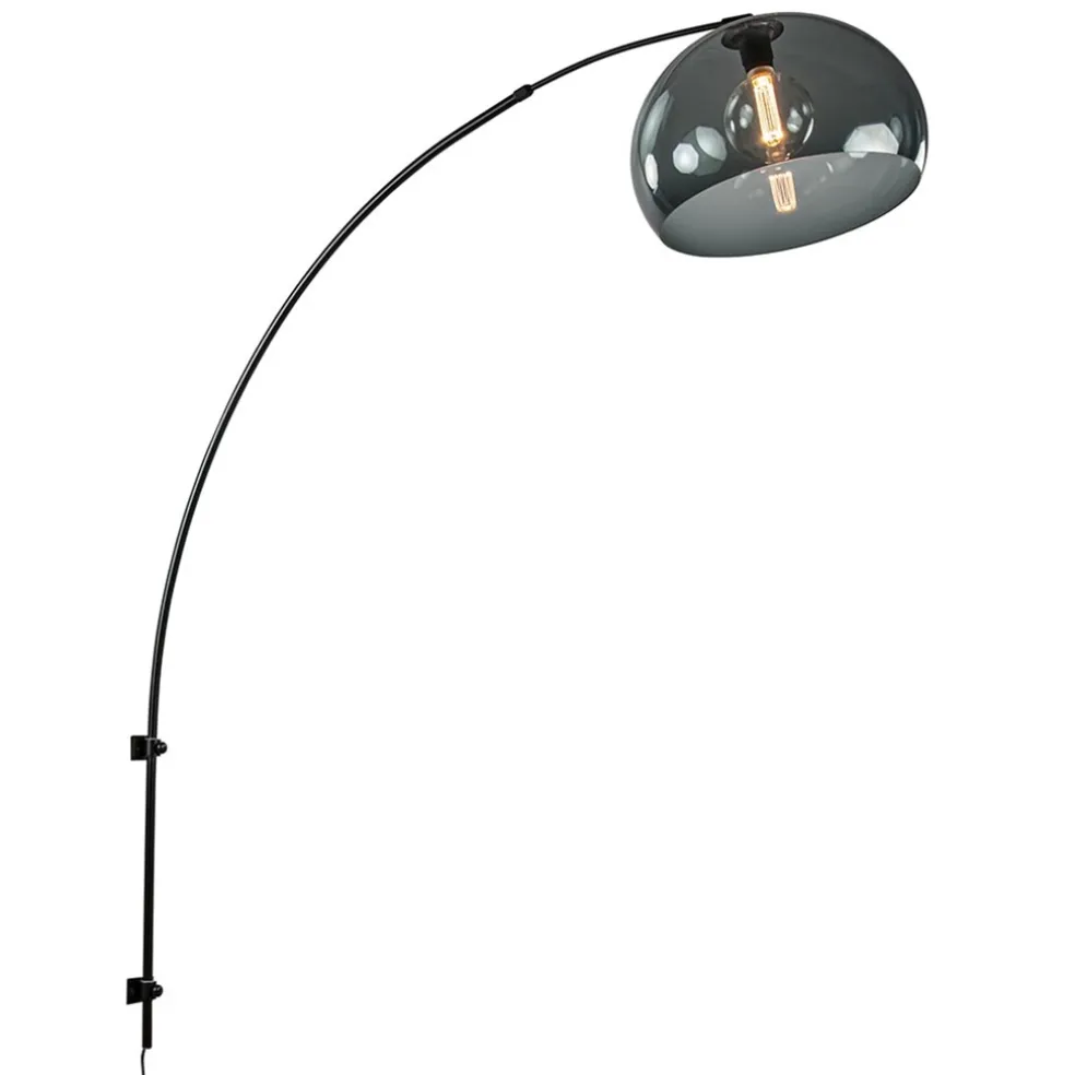 Wandlamp boog met smoke plexibol kap
