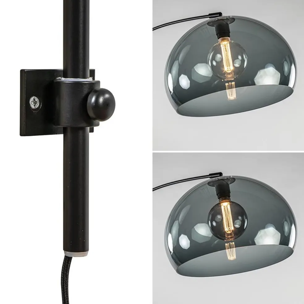 Wandlamp boog met smoke plexibol kap