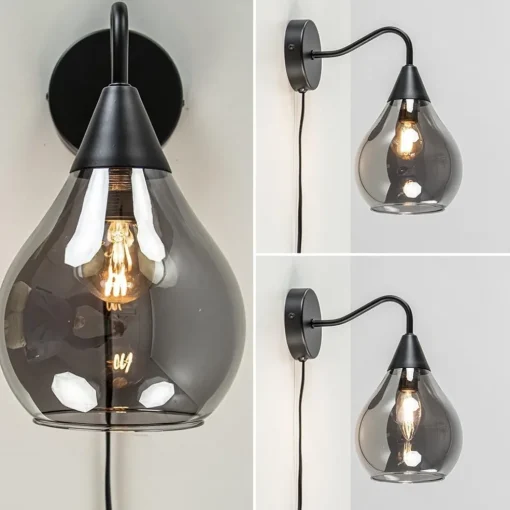Wandlamp Cambio zwart + smoke glas