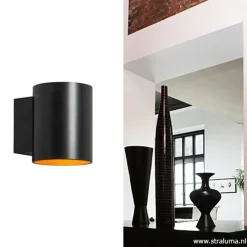 Wandlamp cilinder zwart/goud