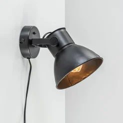 Wandlamp Eliano zwart industrieel