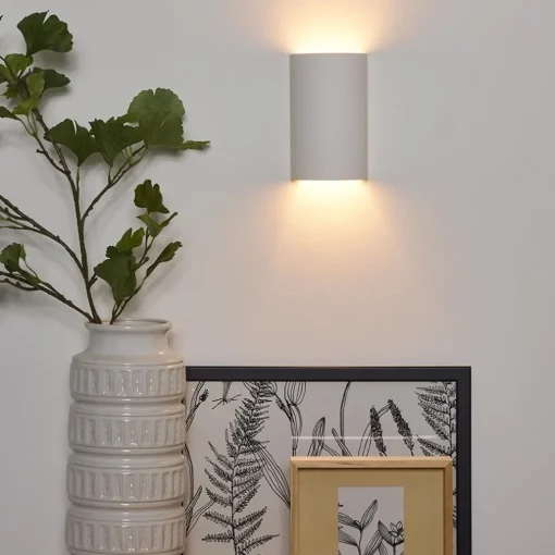 Wandlamp gips halve koker G9