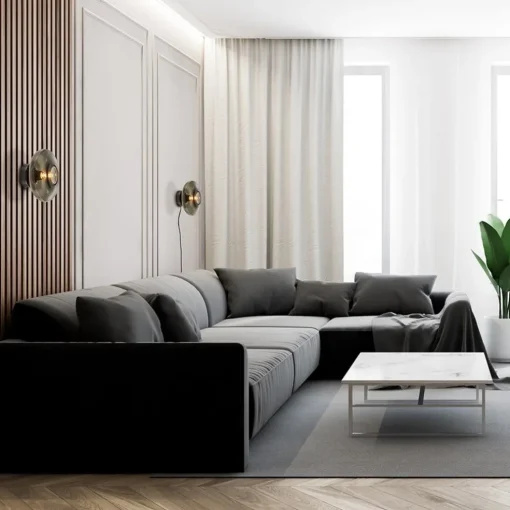 Wandlamp Hoseki zwart + smoke glas