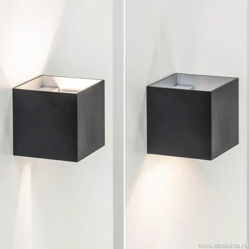 Wandlamp kubus verst. zwart/grijs ex.g9
