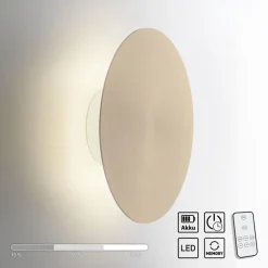 Wandlamp op accu goud 3-standen dimbaar