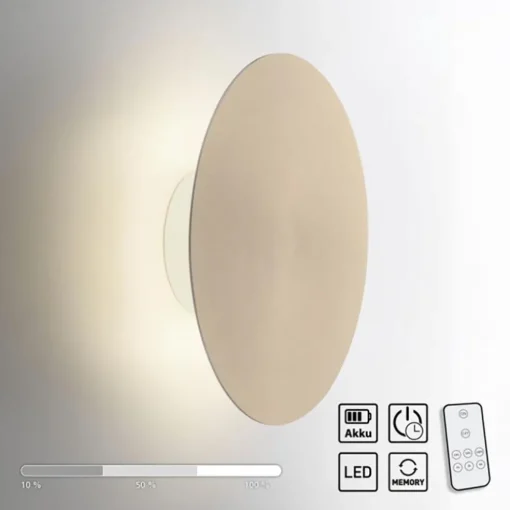 Wandlamp op accu goud 3-standen dimbaar