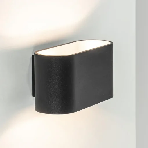 Wandlamp ovaal zwart/zilver g9