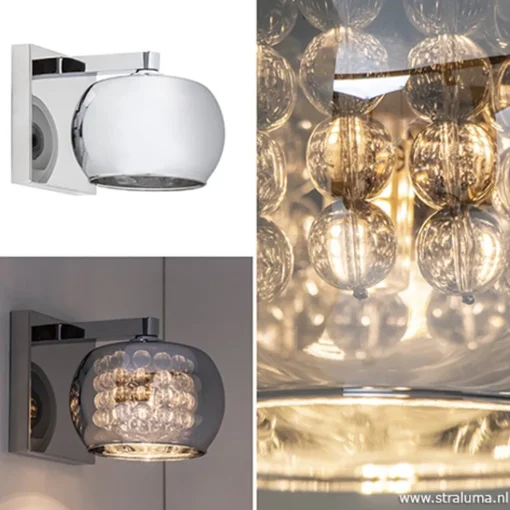 Wandlamp Pearl glas/chroom