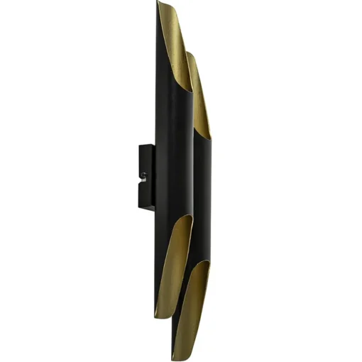 Wandlamp Pipes 48cm zwart/matgoud