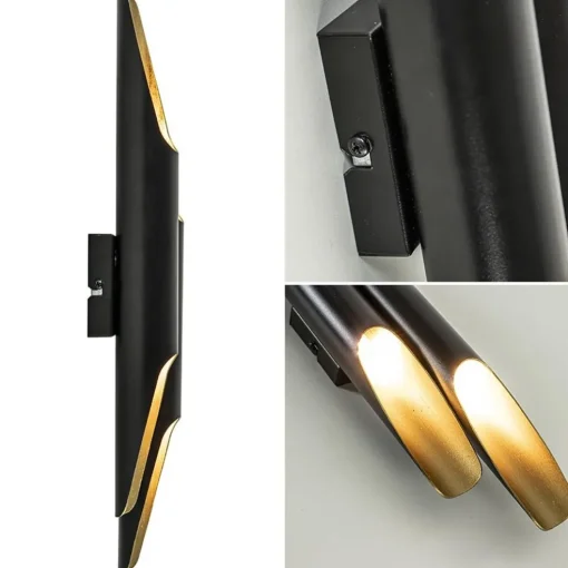 Wandlamp Pipes 48cm zwart/matgoud