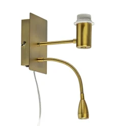 Wandlamp Regina antiek brons met leesarm exclusief kap