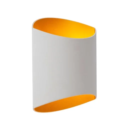 Wandlamp up+down wit met goud G9