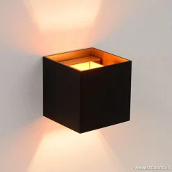 Wandlamp Xio kubus zwart/goud inclusief G9