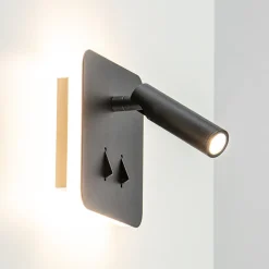 Wandlamp zwart leesspot + indirect lich