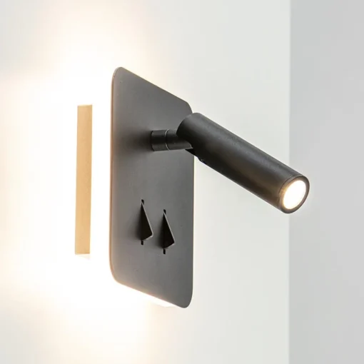 Wandlamp zwart leesspot + indirect lich