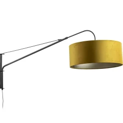 Wandlamp zwart met velourse kap