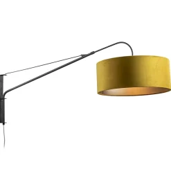 Wandlamp zwart met velourse kap