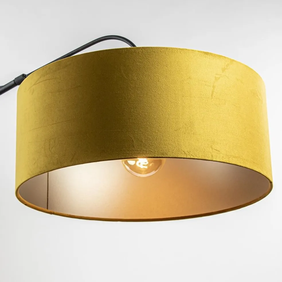 Wandlamp zwart met velourse kap