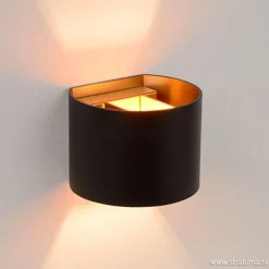 Wandlamp zwart/goud Xio up+down rond
