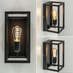 Wand-/plafondlamp rechthoek frame zwart