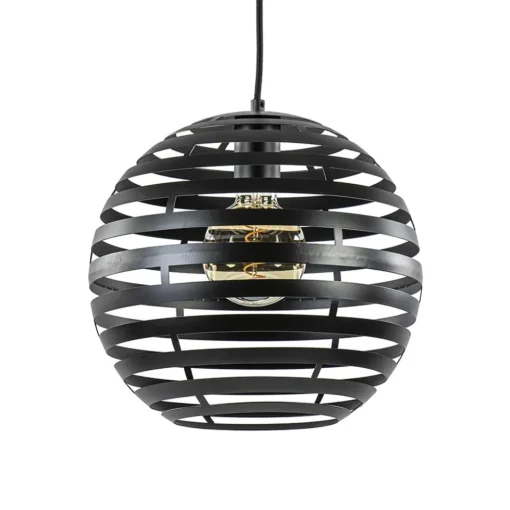Zwart metalen hanglamp bol 30 cm