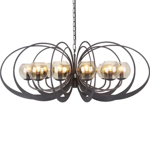Zwart metalen hanglamp met smoke glas