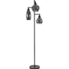 Zwart metalen vloerlamp met titanium glazen kappen