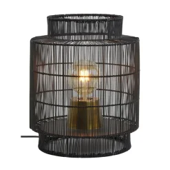 Zwarte draad tafellamp met brons