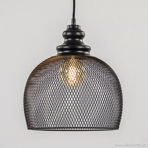 Zwarte hanglamp Karla met gaas