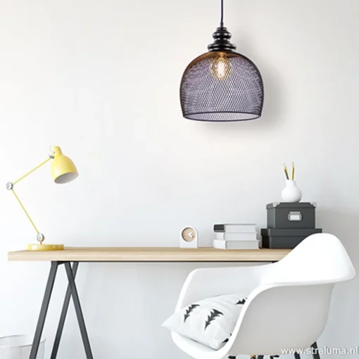 Zwarte hanglamp Karla met gaas