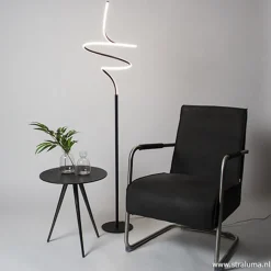 Zwarte krul vloerlamp LED dimbaar