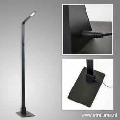 Zwarte led vloerlamp met touchdimmer