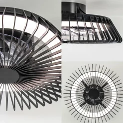 Zwarte plafondventilator mini met dimbaar LED