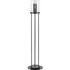 Zwarte vloerlamp met cilinder kap helder glas