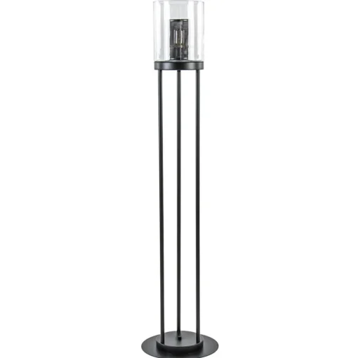 Zwarte vloerlamp met cilinder kap helder glas