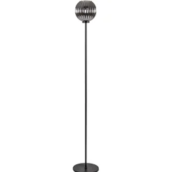 Zwarte vloerlamp met smoke glazen kap