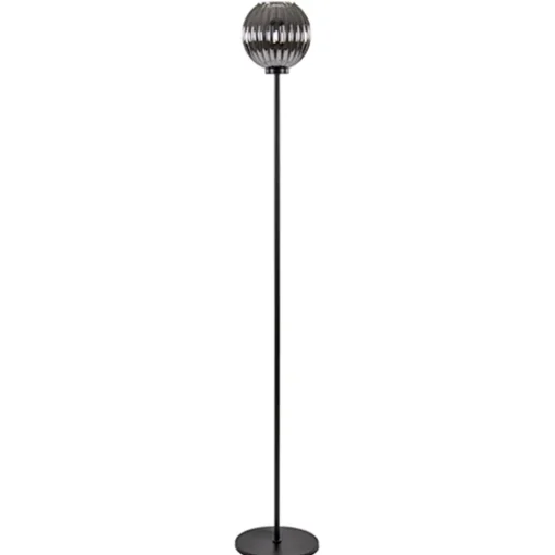 Zwarte vloerlamp met smoke glazen kap
