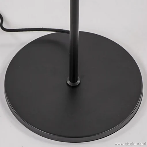 Zwarte vloerlamp met smoke glazen kap