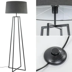 Zwarte vloerlamp modern frame excl. kap