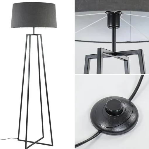Zwarte vloerlamp modern frame excl. kap